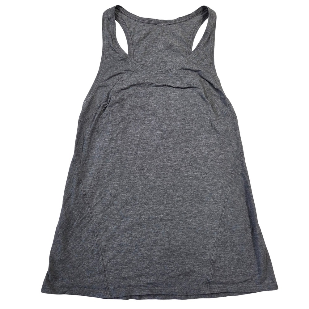 Lululemon Women Heathered Charcoal Gray Racerback Athletic Tank Top 4 Athleisure